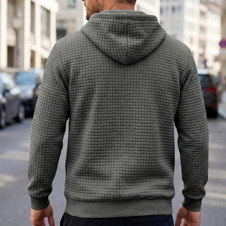 Men's Textured Hooded Pullover Sweatshirt