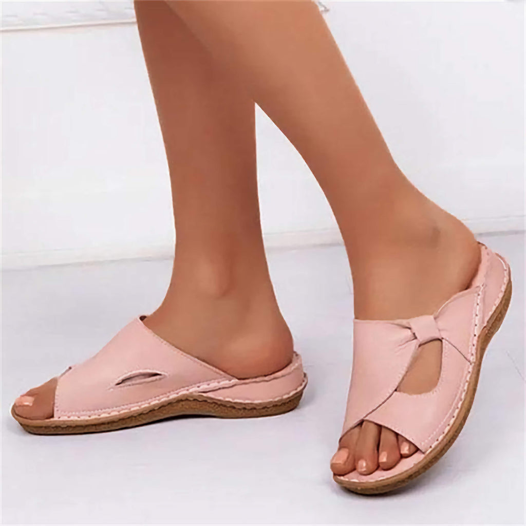 Stylish Orthopedic Leather Sandals With Soft Soles Pink