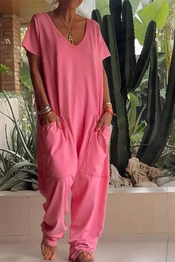 Lily | Women's Linen Blend Wide Leg Jumpsuit with Pockets