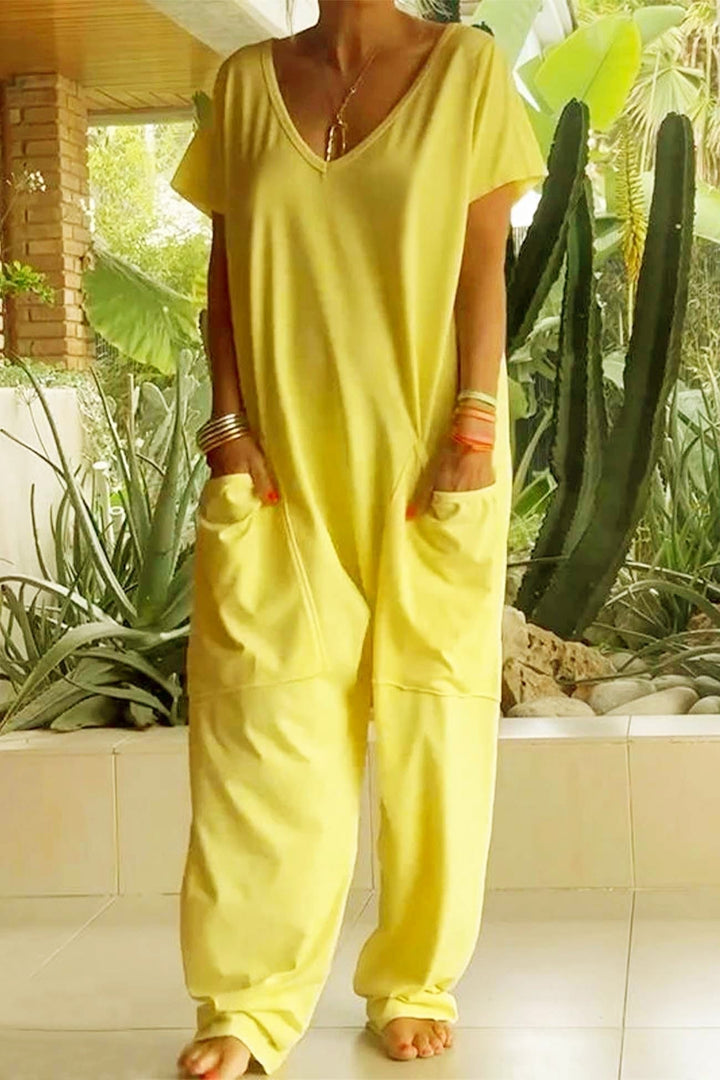 Lily | Women's Linen Blend Wide Leg Jumpsuit with Pockets