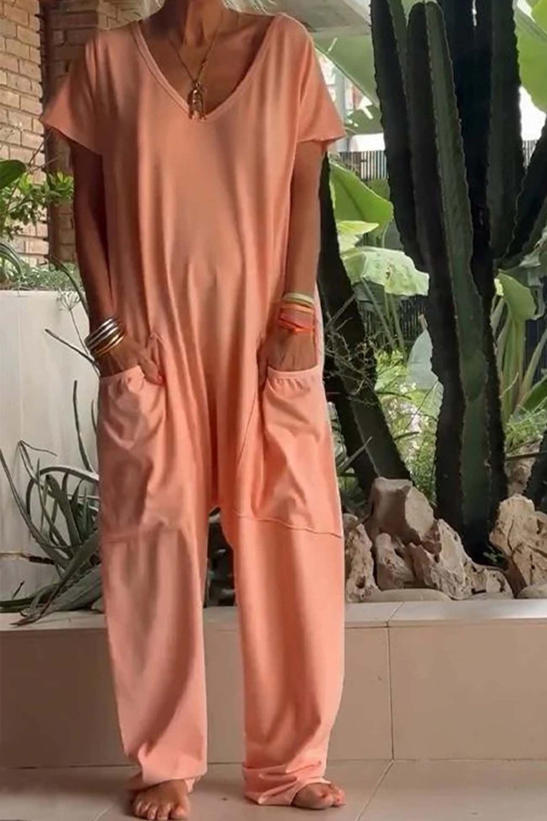 Lily | Women's Linen Blend Wide Leg Jumpsuit with Pockets