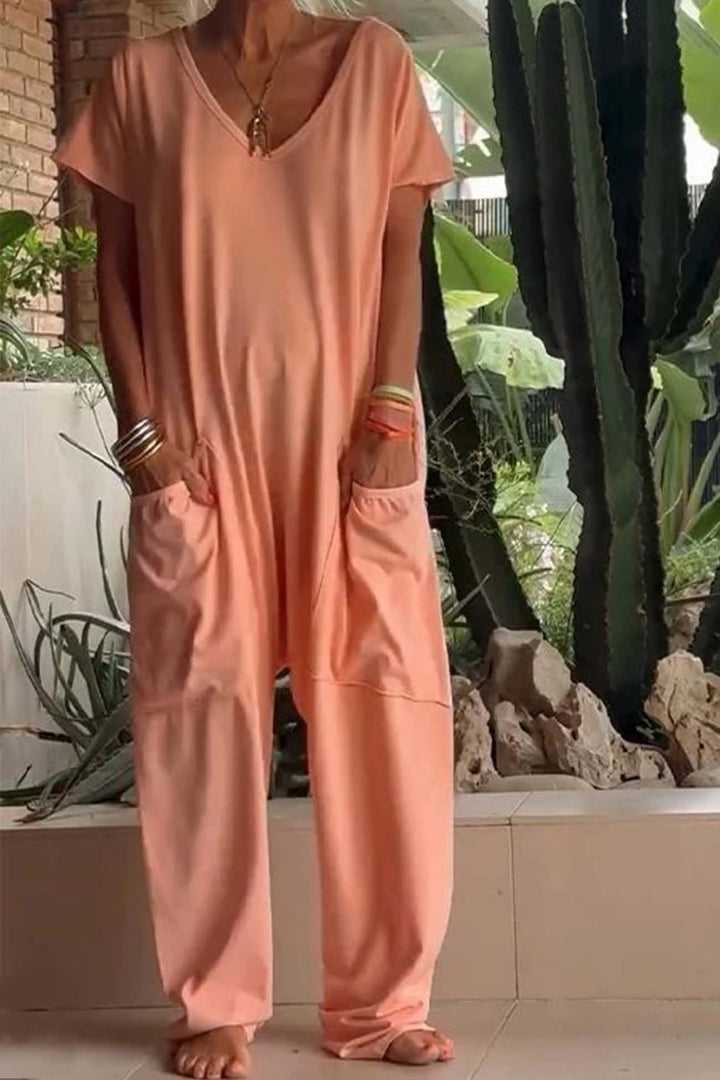 Lily | Women's Linen Blend Wide Leg Jumpsuit with Pockets