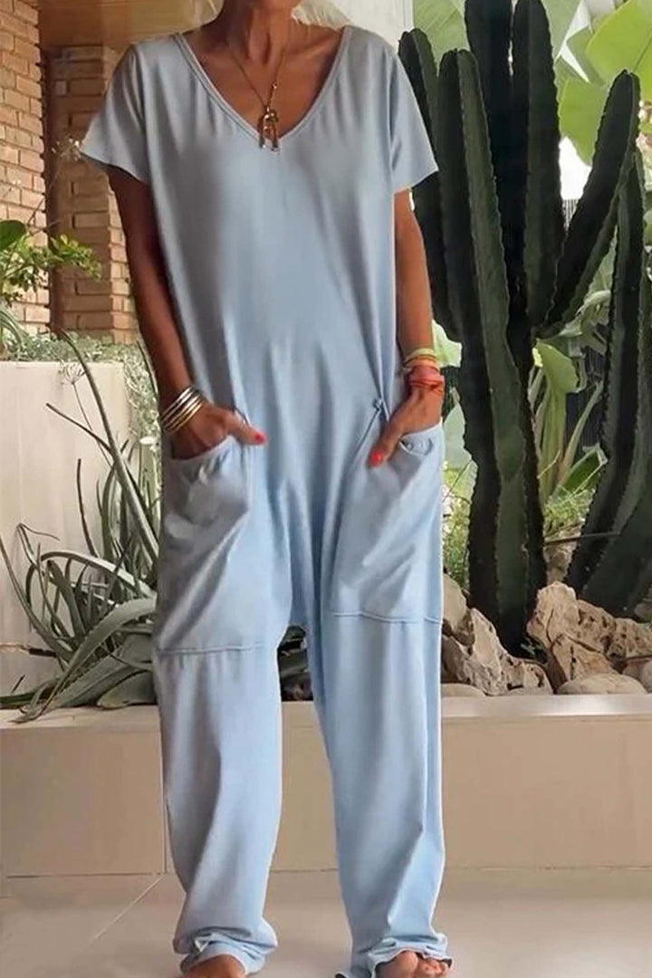 Lily | Women's Linen Blend Wide Leg Jumpsuit with Pockets