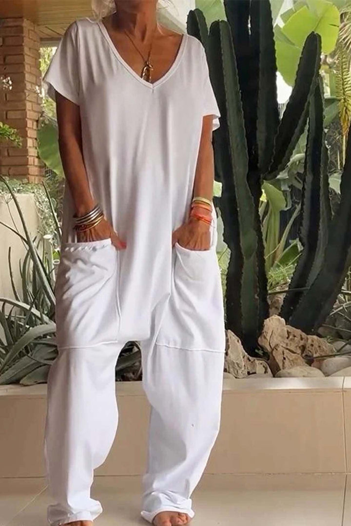 Lily | Women's Linen Blend Wide Leg Jumpsuit with Pockets