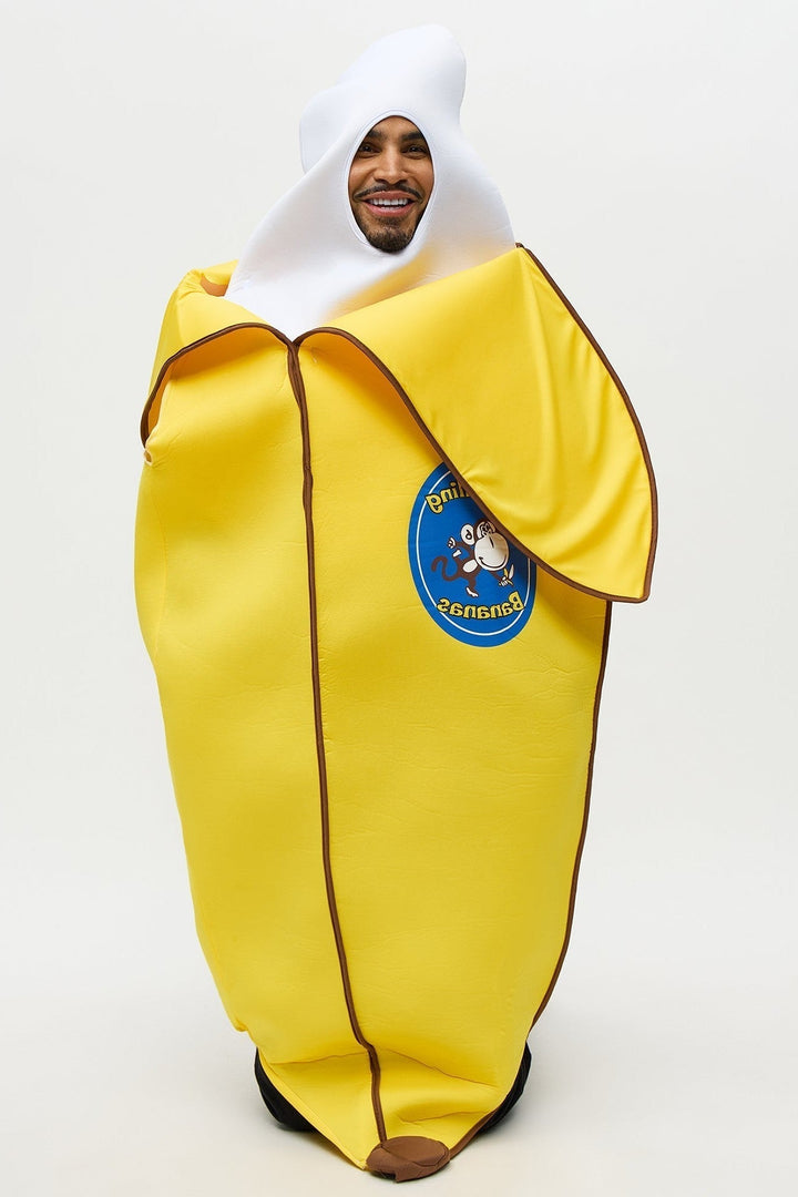Halloween-Gelbes Bananen-Kostüm-Tunika mit Schaumstoffstruktur und offenem Gesicht