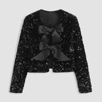 Sequin Bow Blazer for Women Black