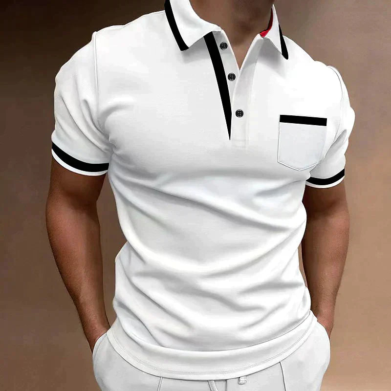 Men's Golf Short Sleeve Polo with Chest Pocket