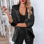 Women's Sequin Blazer Black