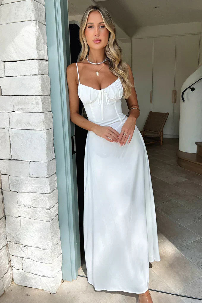 Women's Spaghetti Strap Wrap Maxi Dress for Wedding Guests