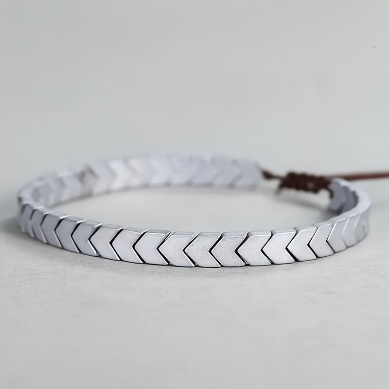 Stylish Hematite Arrowline Bracelet Silver