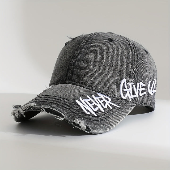 Never Give Up Distressed Cap-MODAUTLET