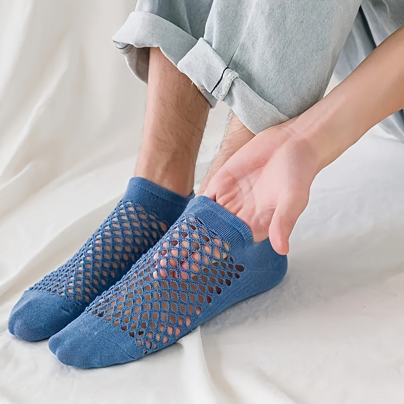 Breathable Mesh Ankle Sock Set Blue (5-Pack)