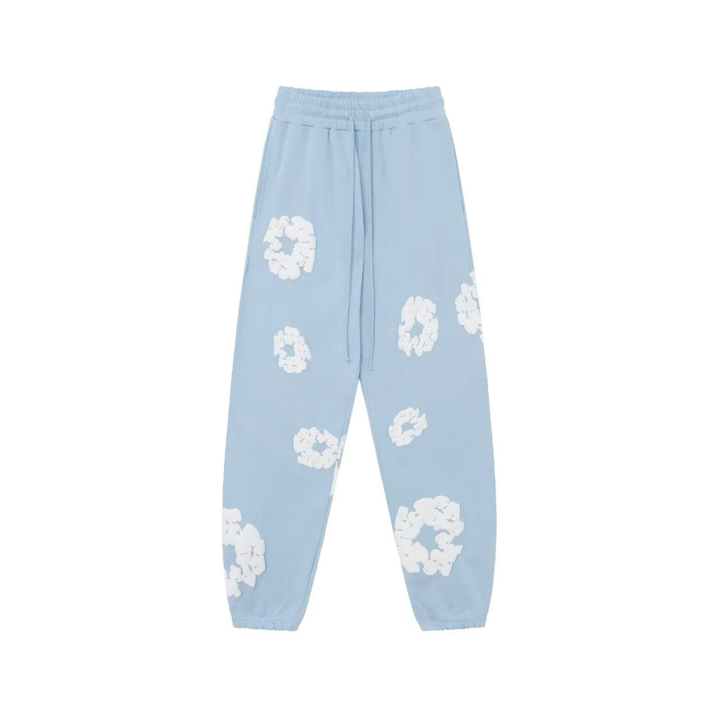Printed Denim-Style Sweatpants – Unisex Casual Wear Blue Sky