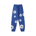 Printed Denim-Style Sweatpants – Unisex Casual Wear Blue