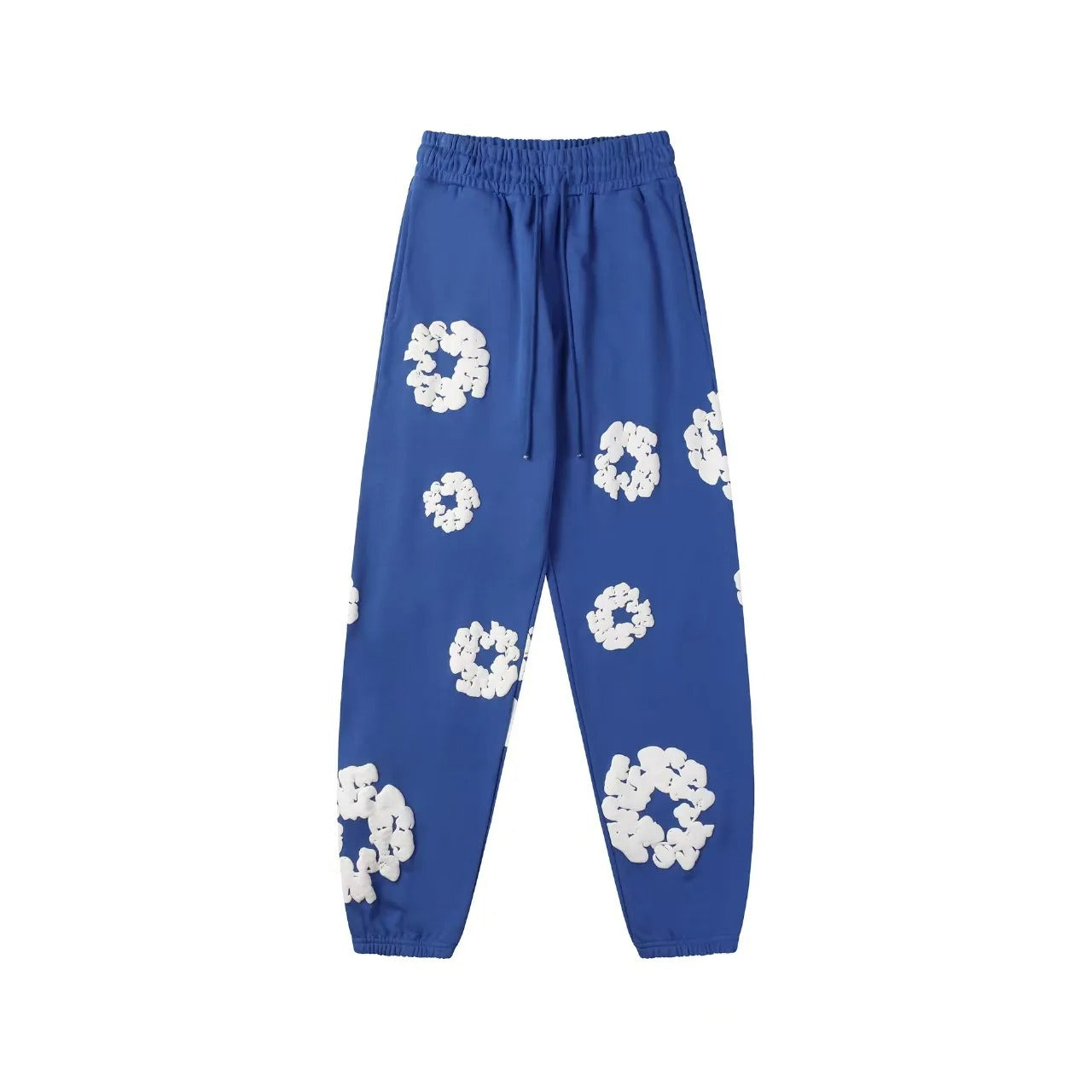 Printed Denim-Style Sweatpants – Unisex Casual Wear Blue