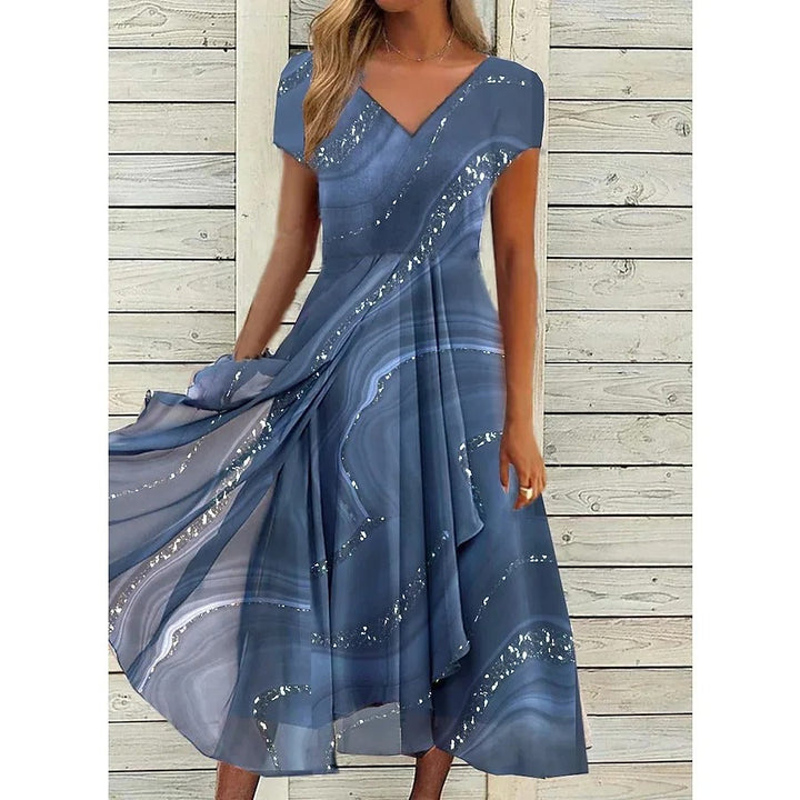Vestido midi de mujer con escote en V