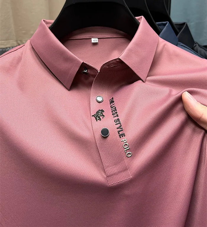 Men's Wrinkle-Free Polo T-Shirt Pink
