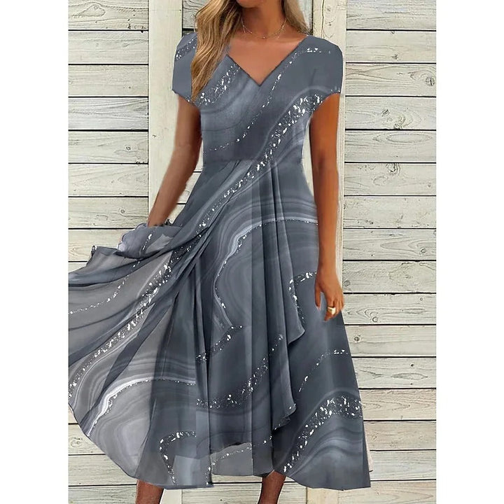 Vestido midi de mujer con escote en V