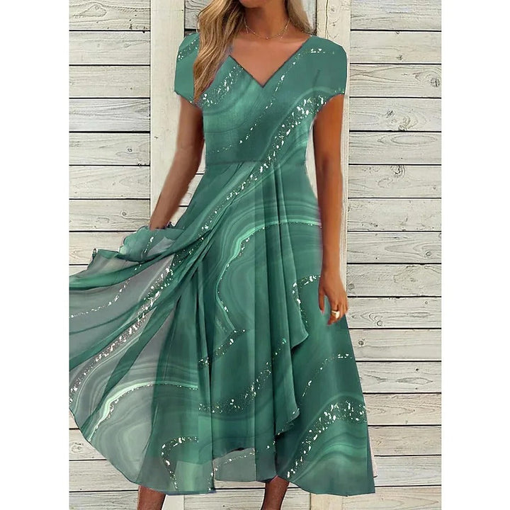 Vestido midi de mujer con escote en V