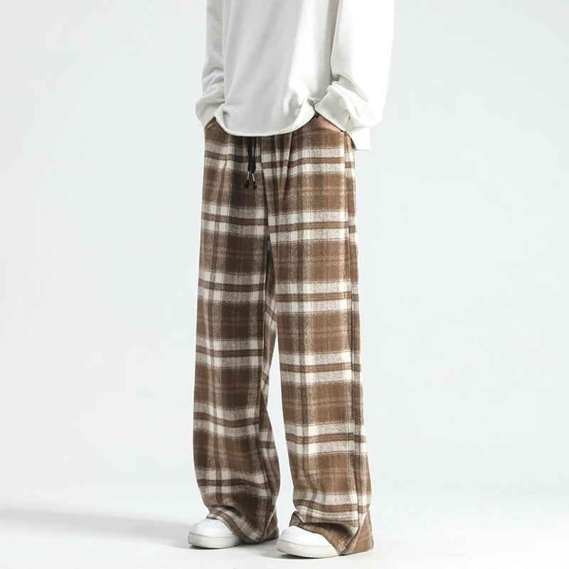 Men's Relaxed Plaid Pants-MODAUTLET