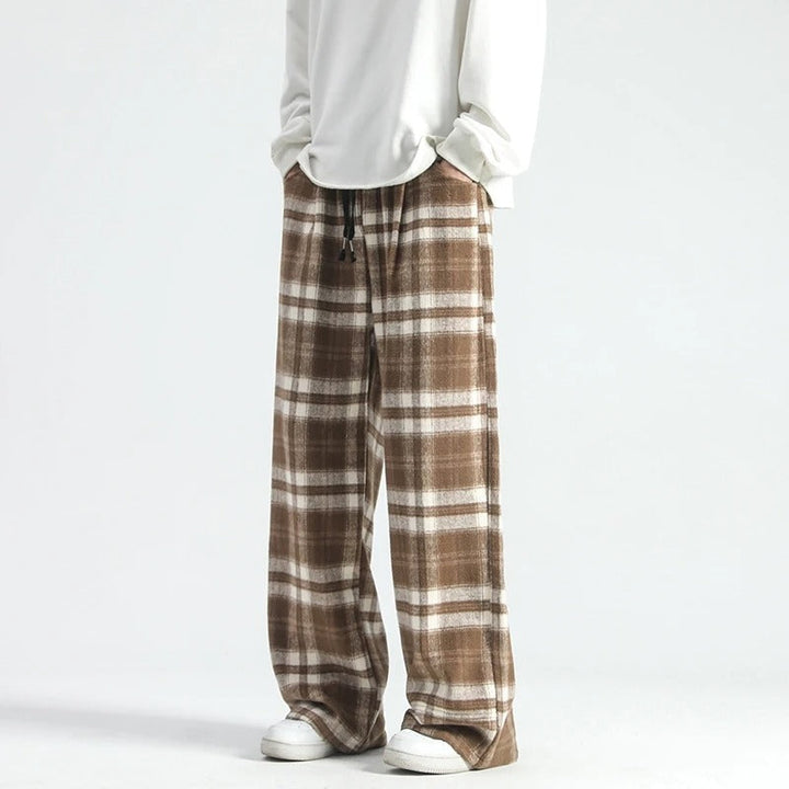 Men's Relaxed Plaid Pants-MODAUTLET