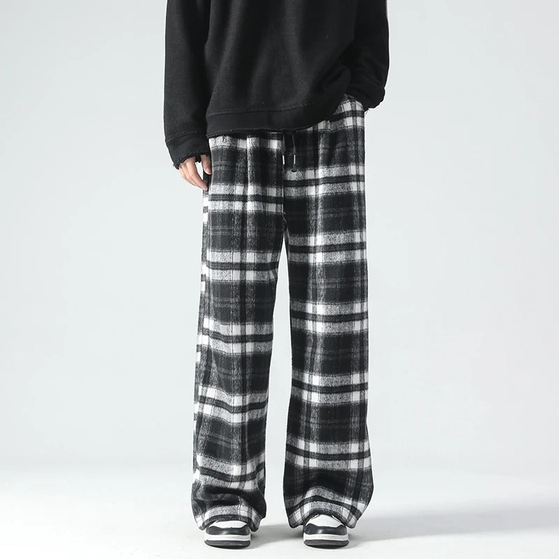 Men's Relaxed Plaid Pants-MODAUTLET