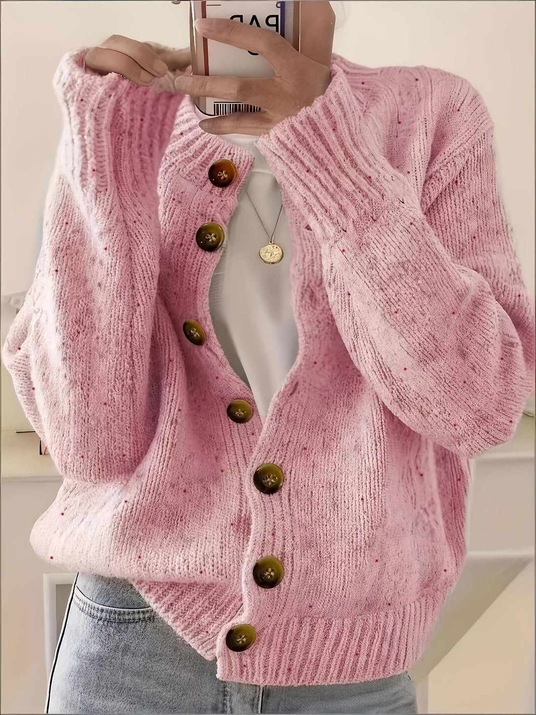 Klassischer Damen-Rippstrick-Cardigan in Oversize