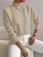 Womens Comfortable Turtleneck Sweater Beige