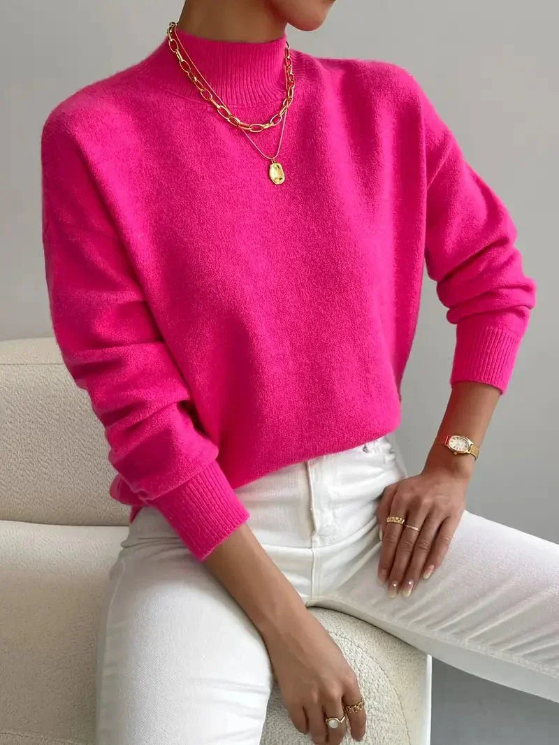 Women's Cozy Turtleneck Sweater Pink