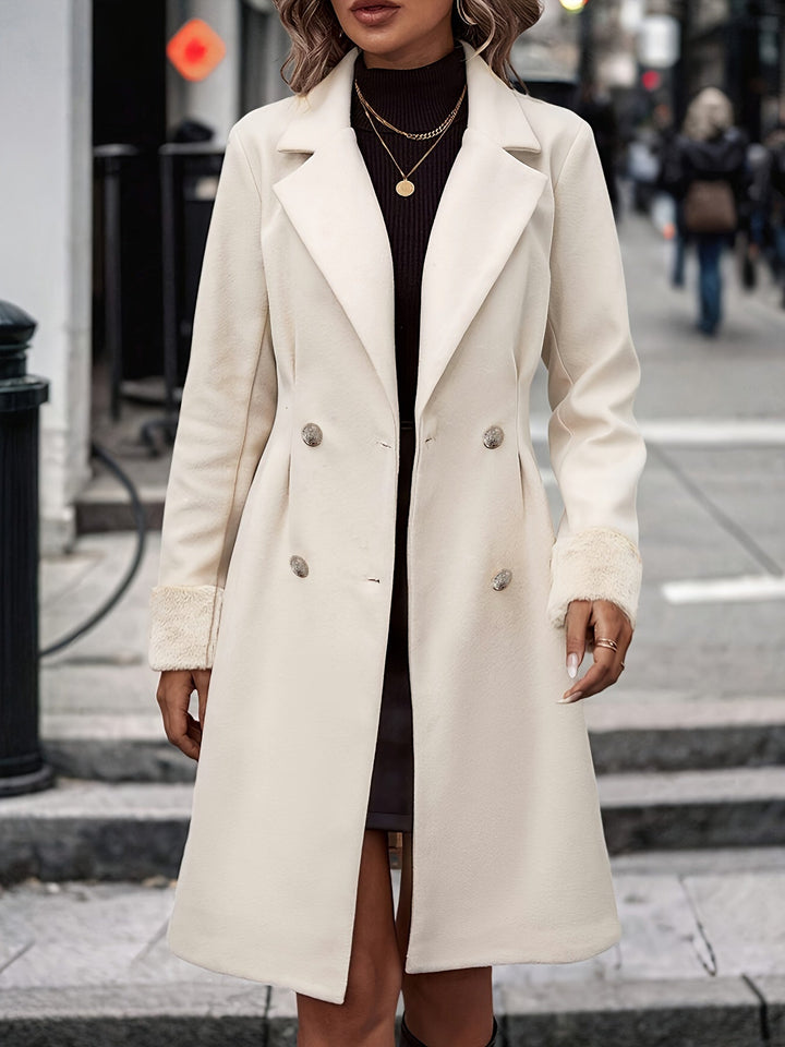 Manteau classique croisé ceinturé pour femme