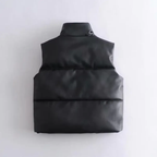 Faux Leather Puffer Vest for Women