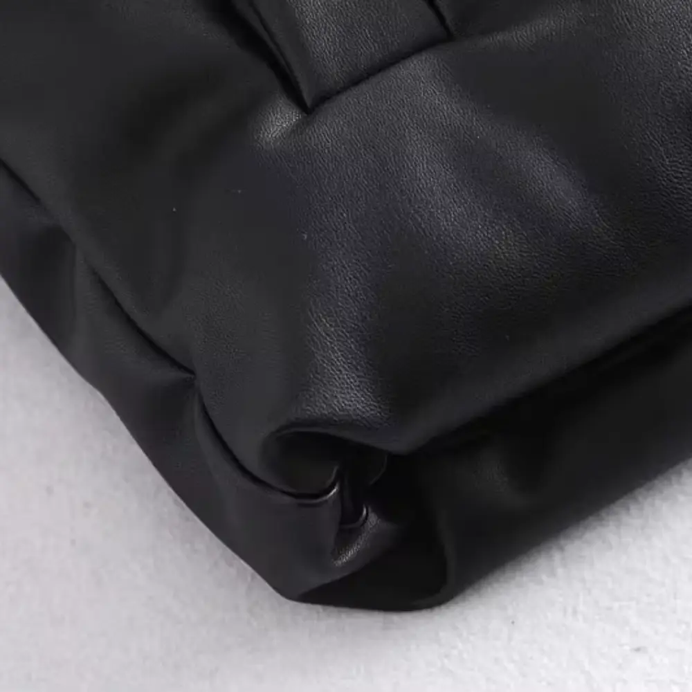 Faux Leather Puffer Vest for Women