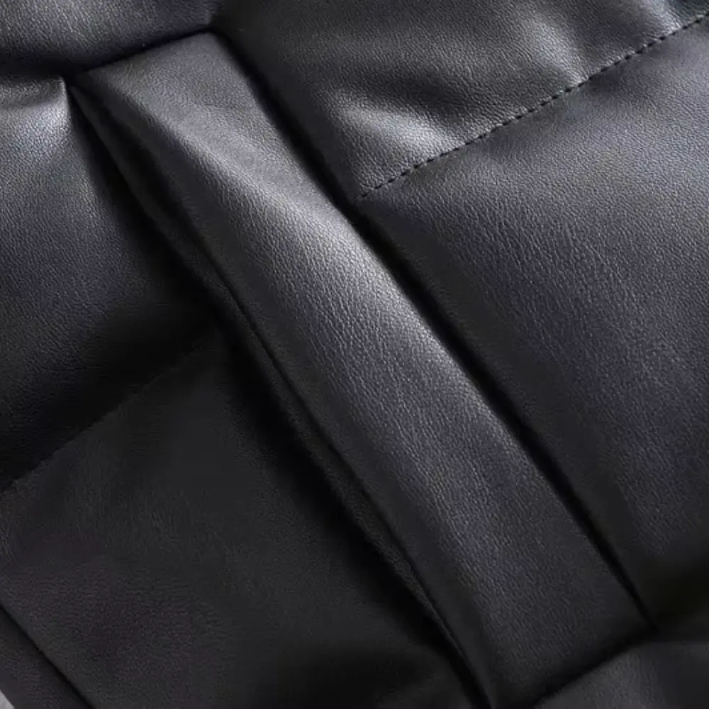 Faux Leather Puffer Vest for Women