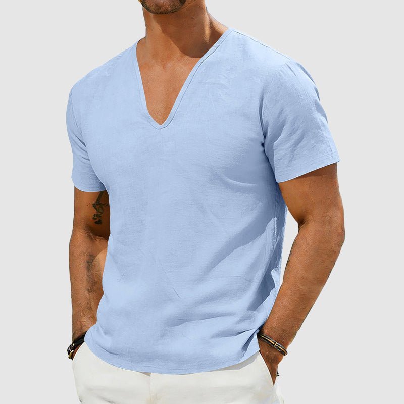 Noah | Men's Breathable Linen V-Neck Short Sleeve Tee