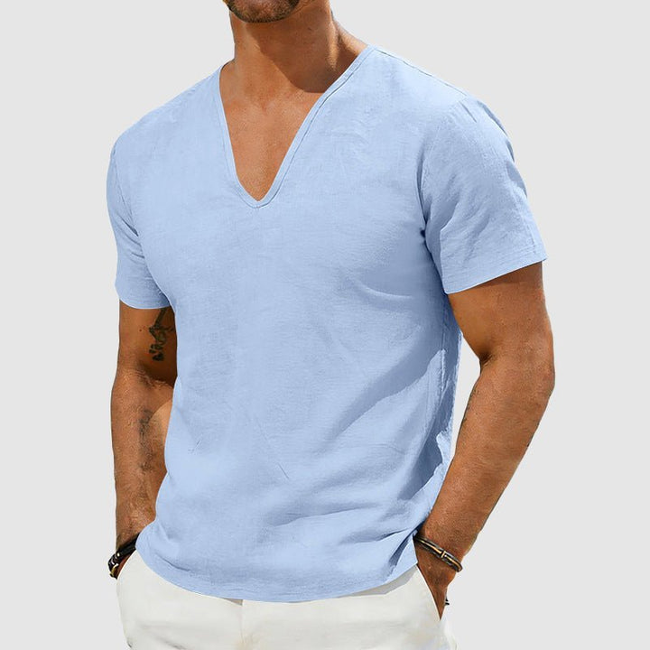 Noah | Men's Breathable Linen V-Neck Short Sleeve Tee