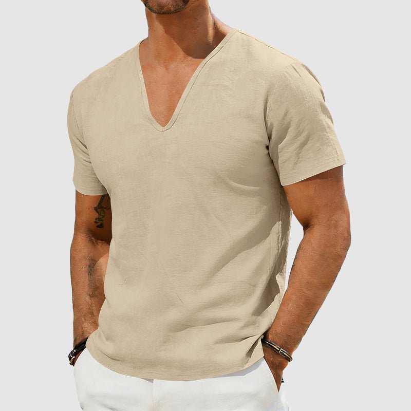Noah | Men's Breathable Linen V-Neck Short Sleeve Tee
