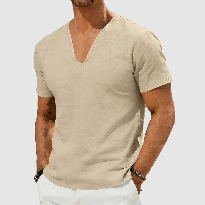 Noah | Men's Breathable Linen V-Neck Short Sleeve Tee