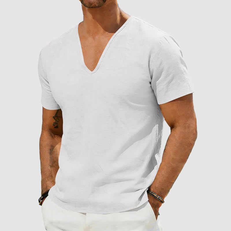 Noah | Men's Breathable Linen V-Neck Short Sleeve Tee