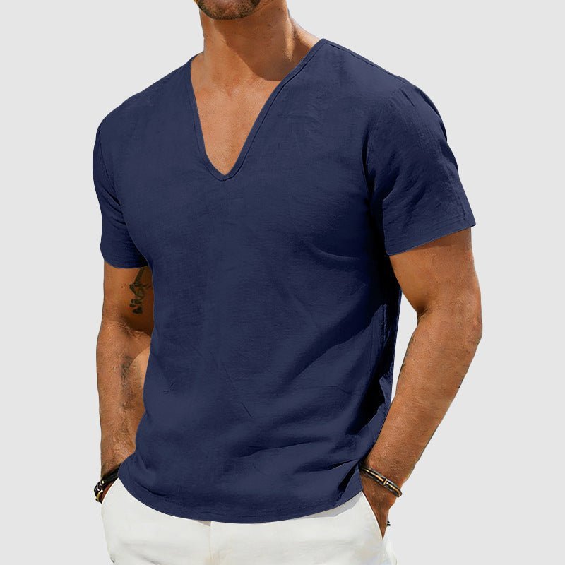Noah | Men's Breathable Linen V-Neck Short Sleeve Tee