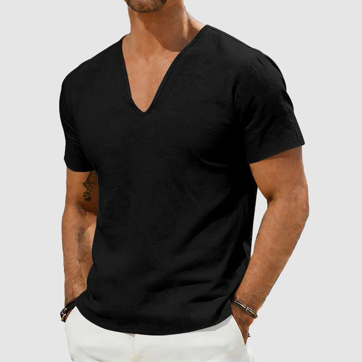 Noah | Men's Breathable Linen V-Neck Short Sleeve Tee