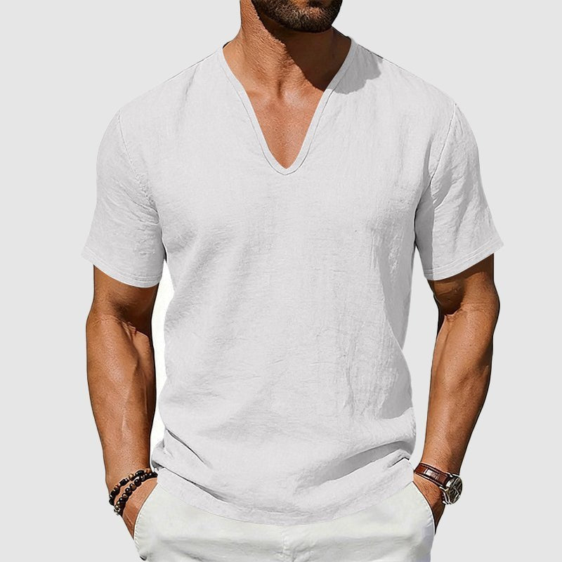 Noah | Men's Breathable Linen V-Neck Short Sleeve Tee