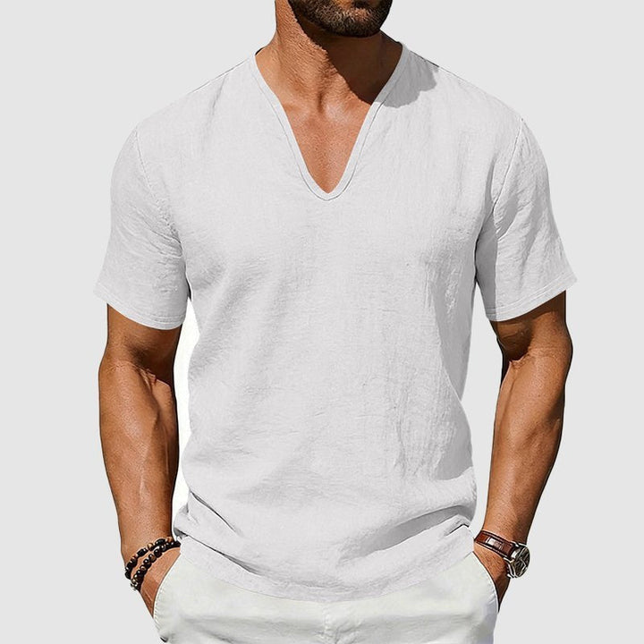 Noah | Men's Breathable Linen V-Neck Short Sleeve Tee