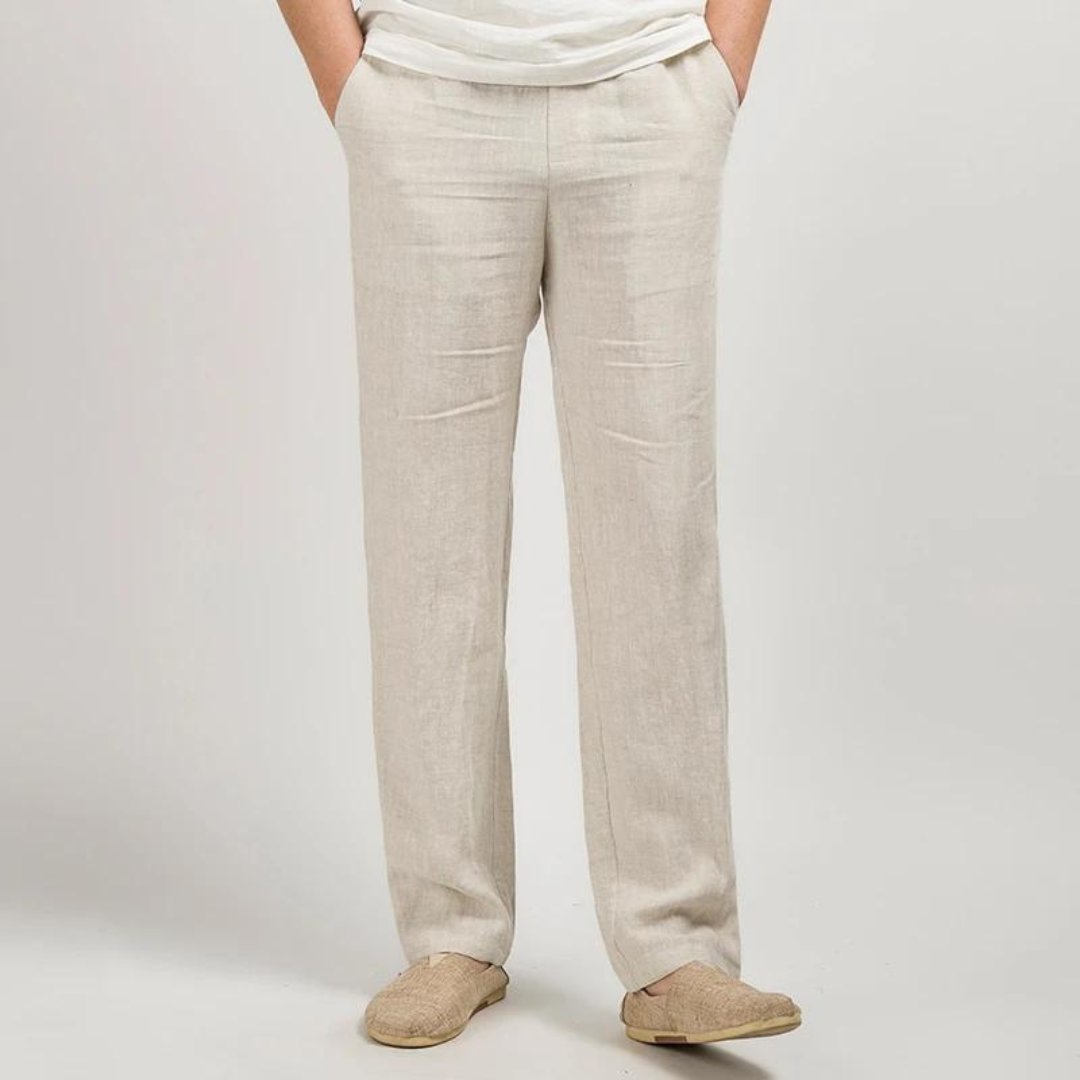 Arthur | Men's Straight Leg Linen Trousers with Elastic Waist