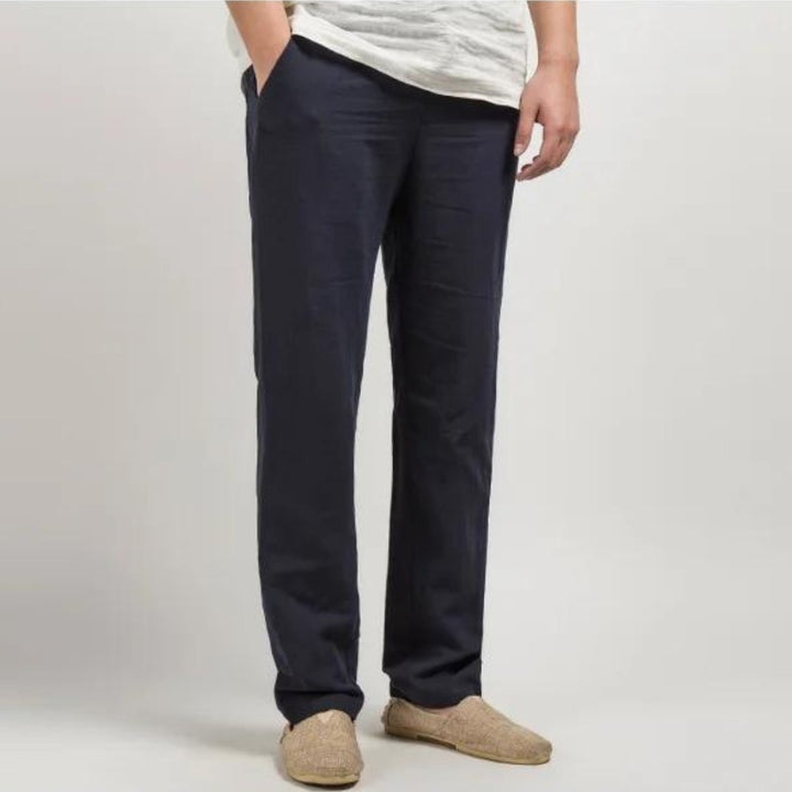 Arthur | Men's Straight Leg Linen Trousers with Elastic Waist