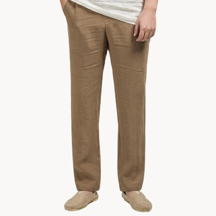 Arthur | Men's Straight Leg Linen Trousers with Elastic Waist