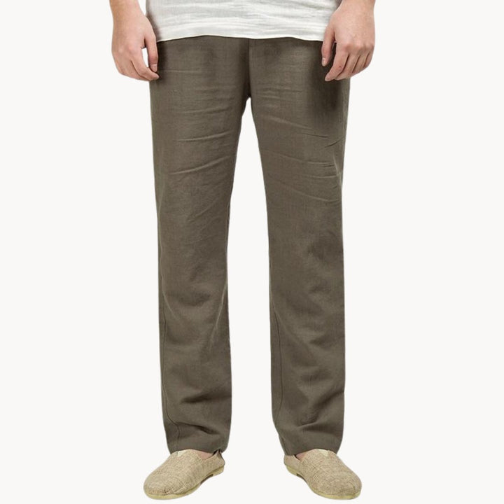 Arthur | Men's Straight Leg Linen Trousers with Elastic Waist
