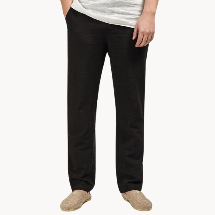 Arthur | Men's Straight Leg Linen Trousers with Elastic Waist