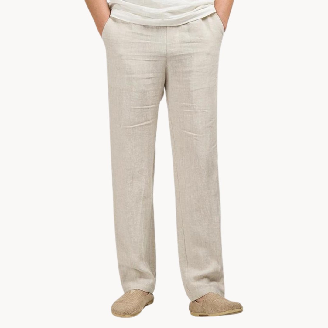 Arthur | Men's Straight Leg Linen Trousers with Elastic Waist