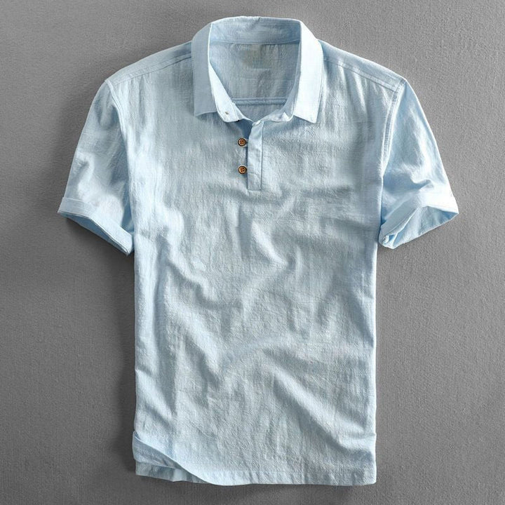 Charlie | Men's Navy Linen Short-Sleeve Polo Shirt