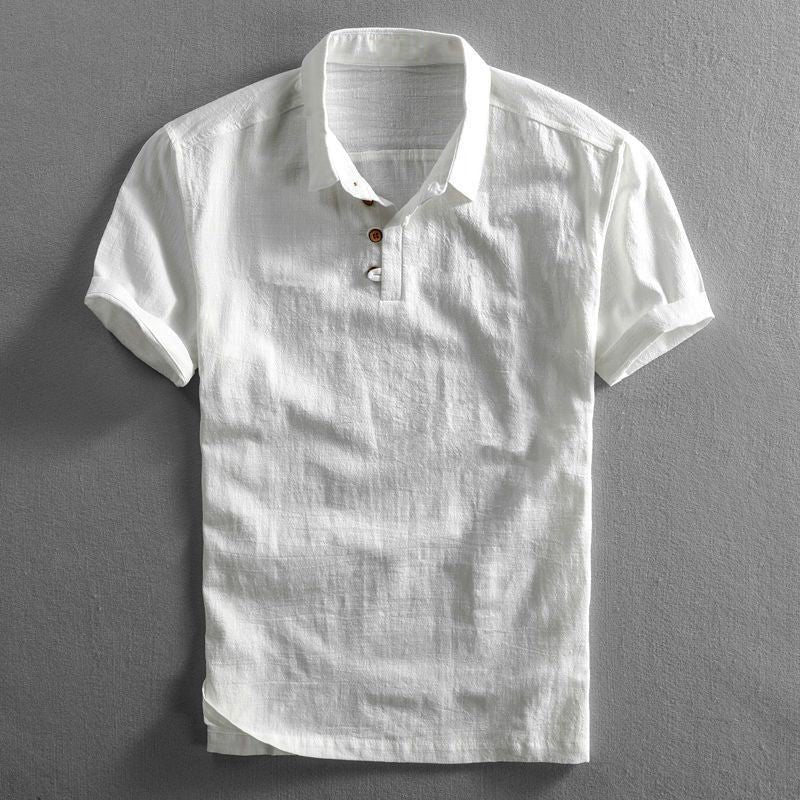 Charlie | Men's Navy Linen Short-Sleeve Polo Shirt